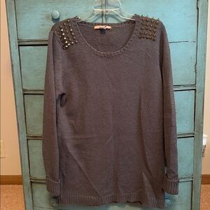 Elegant Gray Sweater with Gold Accents